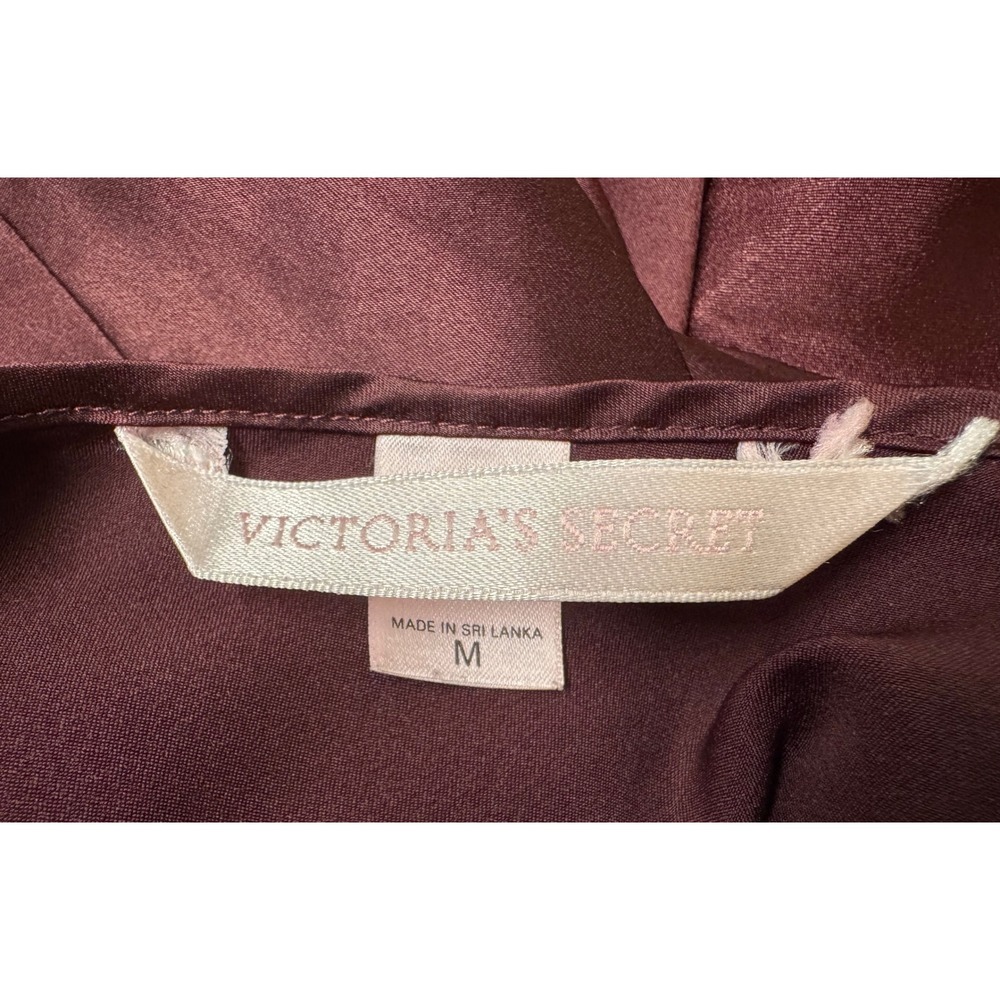 Victoria's Secret Burgundy Satin Lace Slip Chemise Nightgown‎ M - Picture 5 of 7